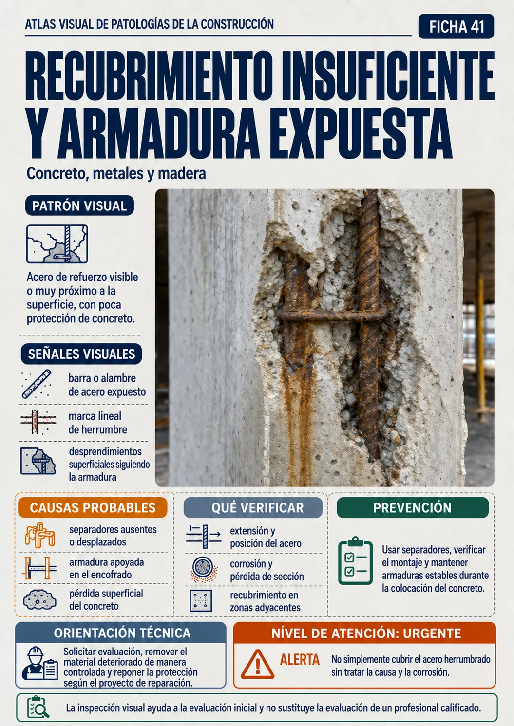 Vista previa 10 del Atlas: recubrimiento insuficiente y armadura expuesta